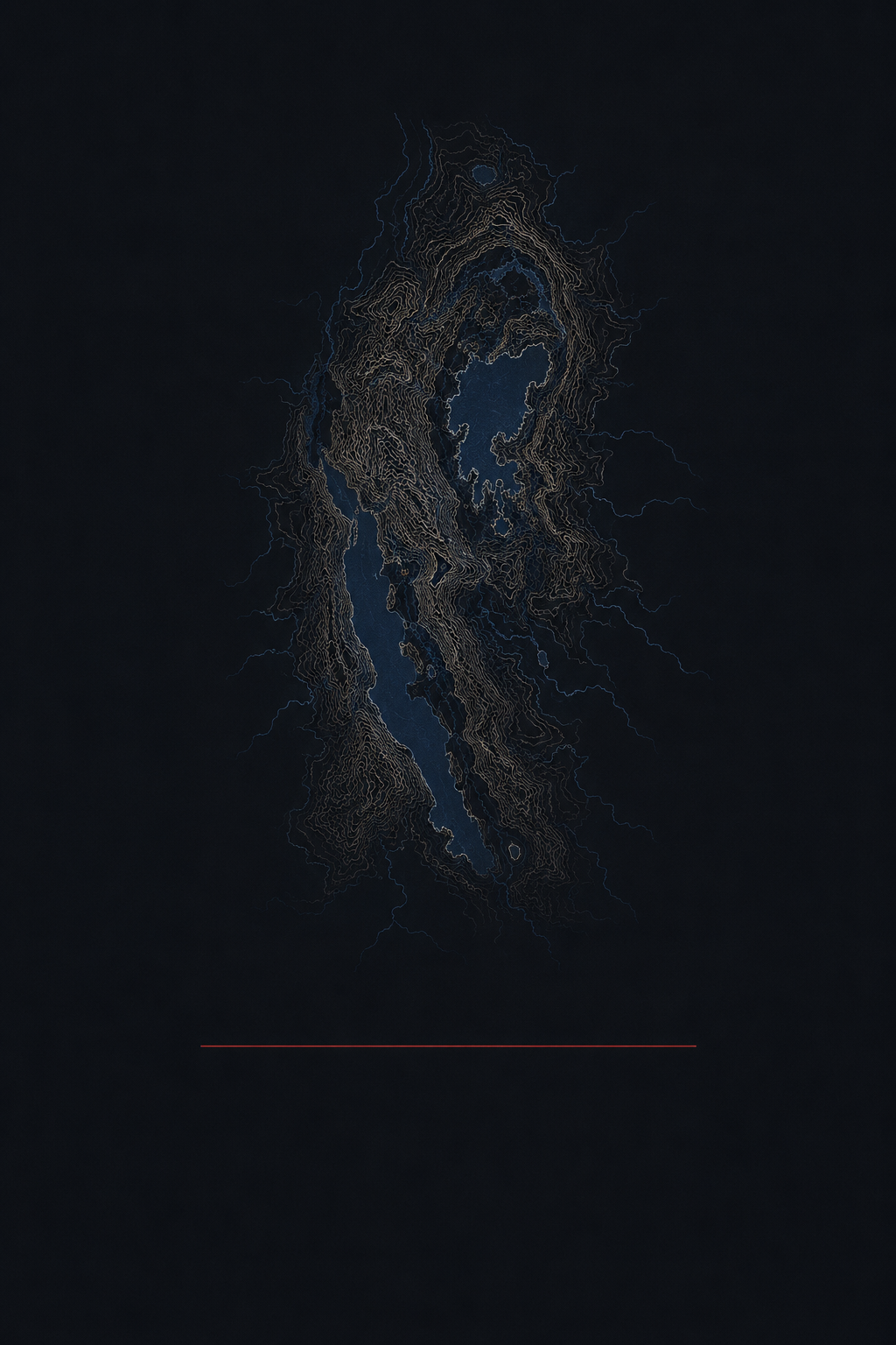 Cover of Atlas Vol. 01: a fine-line topographic contour map of the African Great Lakes region on a deep ink background